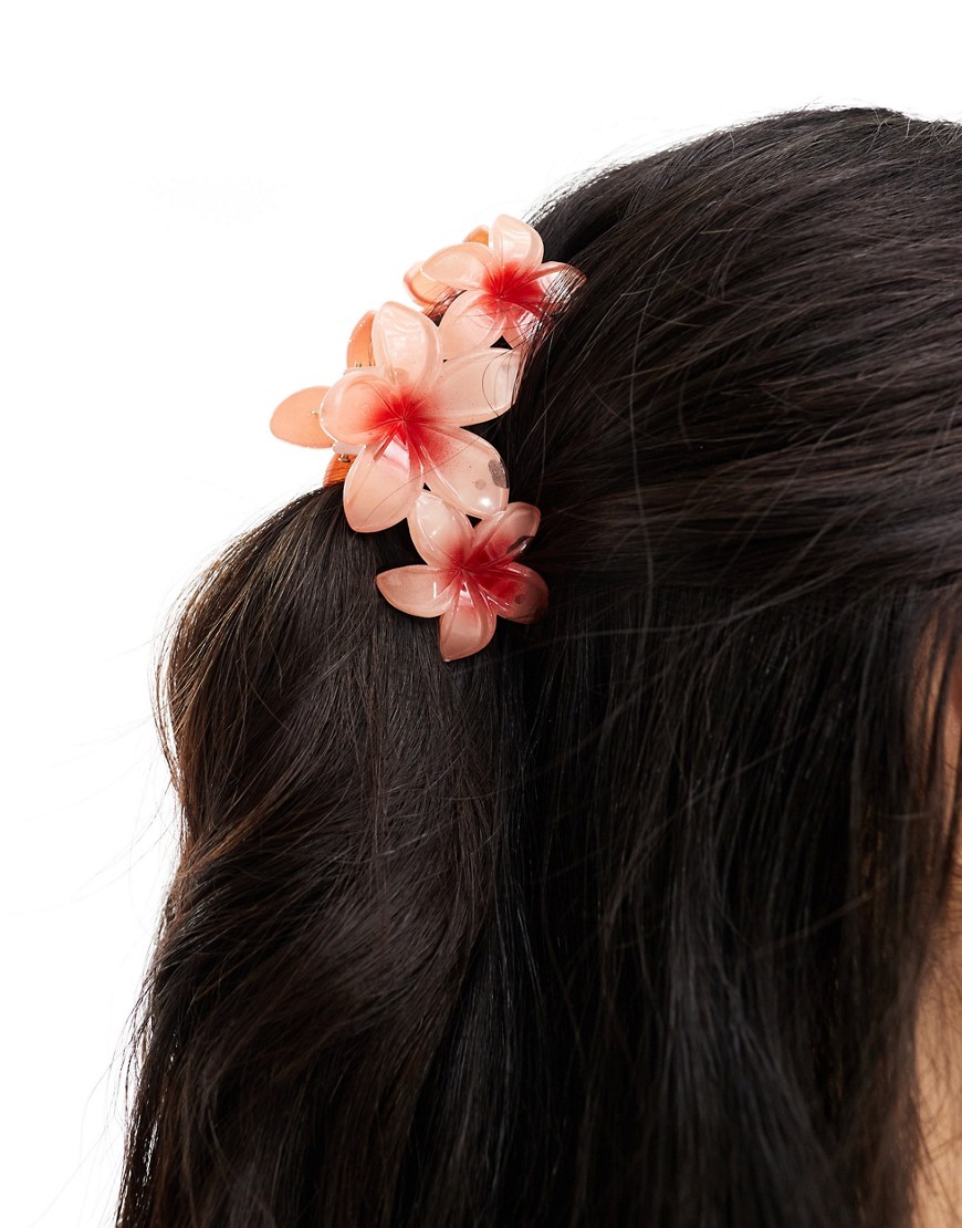 ASOS DESIGN hair clip claw with ombre flower detail in pink