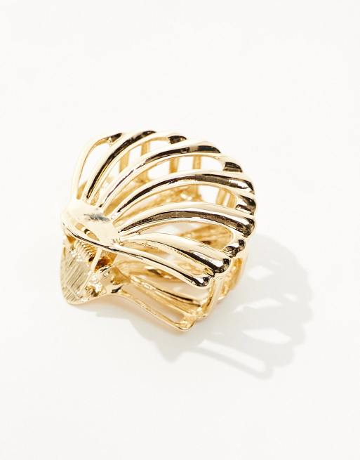 ASOS DESIGN hair clip claw with shell design in gold tone | ASOS display picture 2