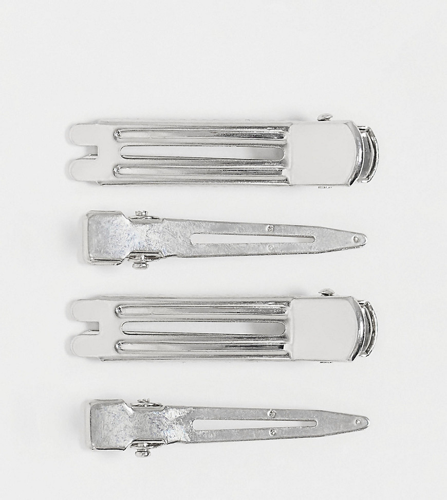 ASOS DESIGN hair clip pack in silver tone