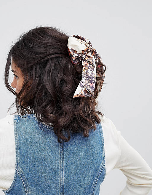 ASOS DESIGN hair clip with vintage scarf style bow