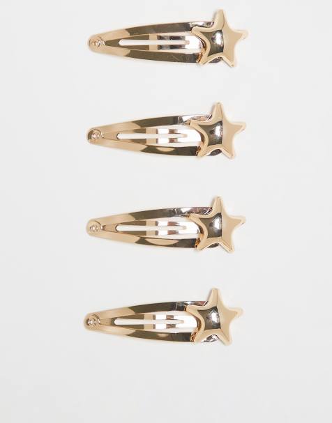 ASOS DESIGN hair clips with bubble stars in gold - view 1