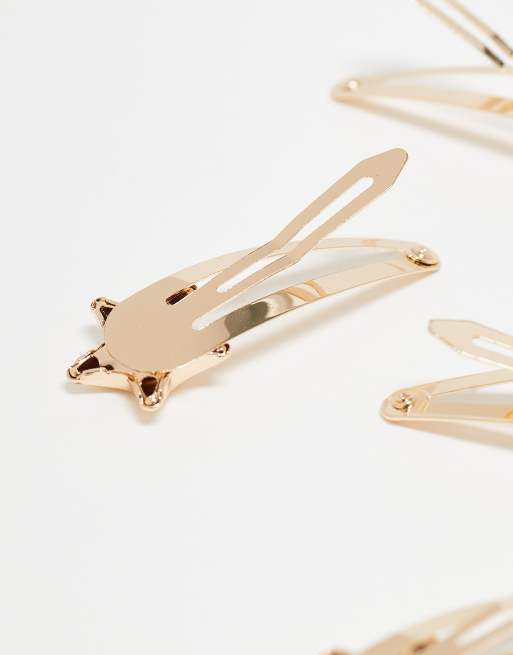 ASOS DESIGN hair clips with bubble stars in gold