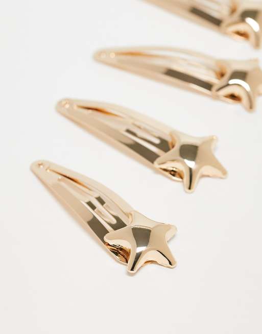 ASOS DESIGN hair clips with bubble stars in gold