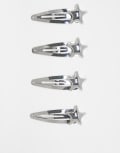 [ASOS DESIGN] ASOS DESIGN hair clips with bubble stars in silver No Size Silver