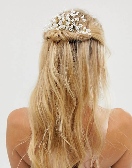 ASOS DESIGN hair comb with floral pearl detail