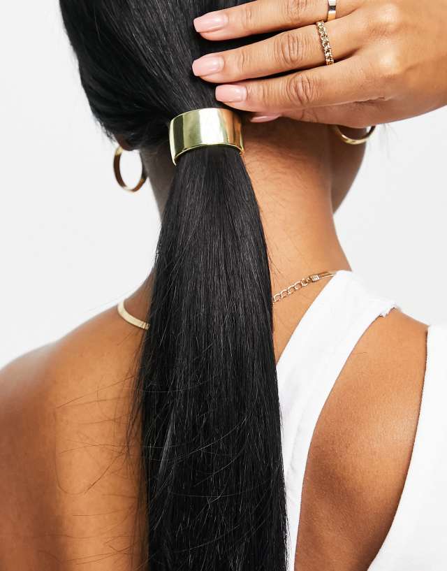 ASOS DESIGN hair cuff in gold tone