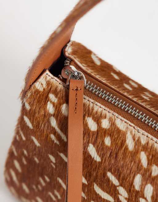 ASOS DESIGN hair on leather  grab bag in deer print, 5 of 5