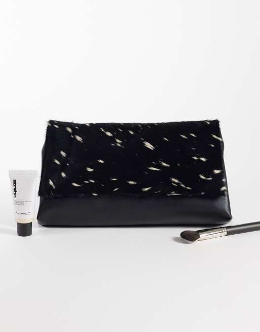    ASOS DESIGN hair-on real leather flap clutch purse in deer print, 2 of 4