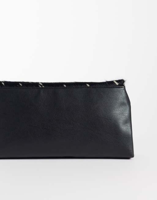    ASOS DESIGN hair-on real leather flap clutch purse in deer print, 4 of 4
