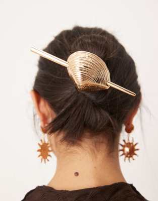 Asos Design Hair Pin With Shell Cuff