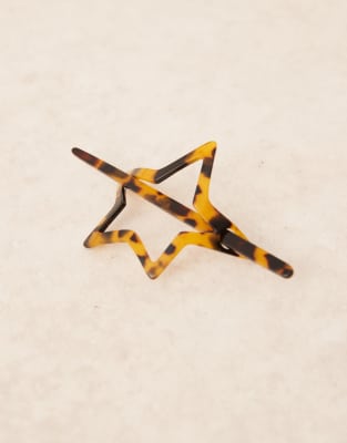 Asos Design Hair Pin With Star Cuff In Brown