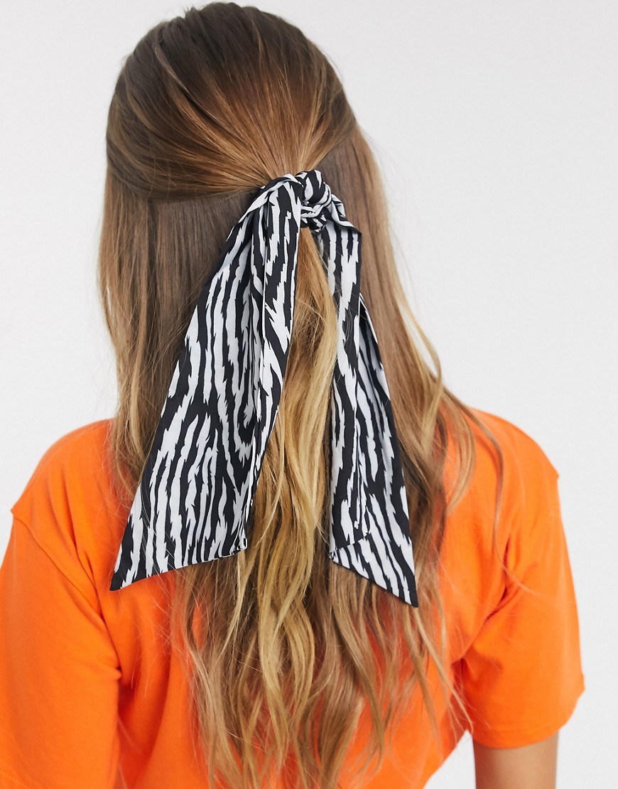 ASOS DESIGN hair scarf in abstract zebra print-Multi