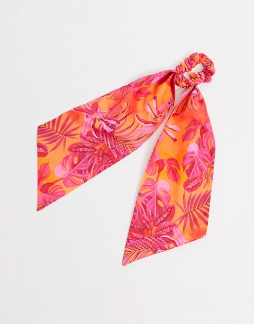 ASOS DESIGN hair scarf in hot pink floral print