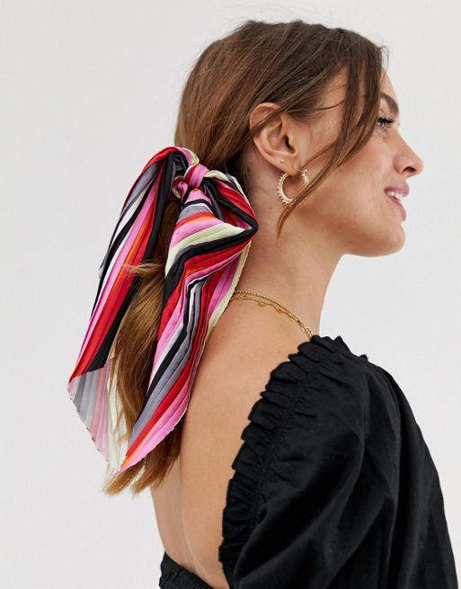 ASOS DESIGN hair scarf in pleated stripe print | ASOS