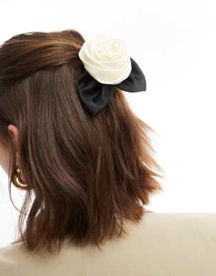 Asos Design Hair Tie With Corsage Detail In Black In White