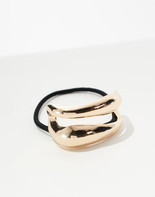 ASOS DESIGN hairband cuff with minimal detail in gold tone, 2 of 3