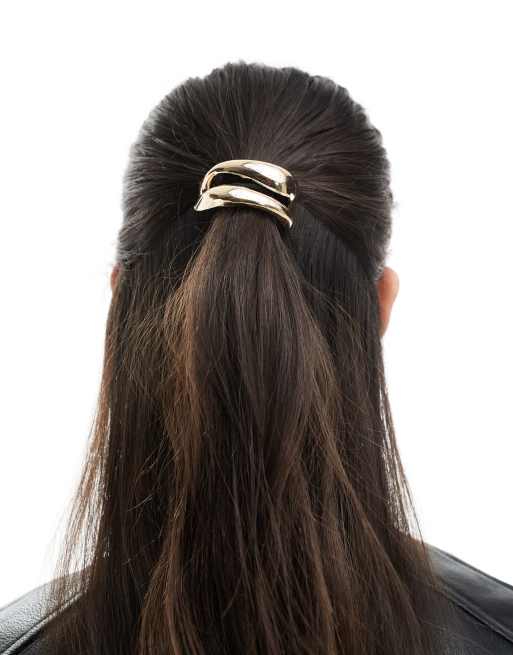 ASOS DESIGN hairband cuff with minimal detail in gold tone, 3 of 3