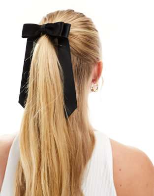 Asos Design Hairband With Bow Detail In Black