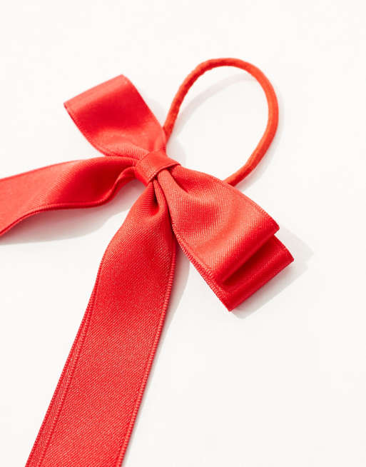 ASOS DESIGN hairband with bow detail in red, 2 of 4