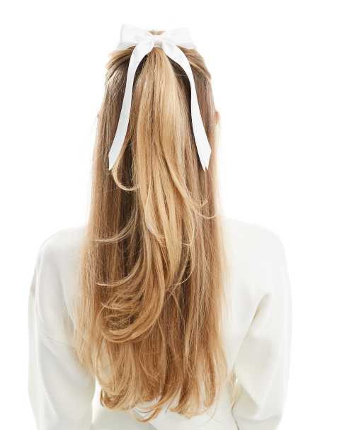 ASOS DESIGN hairband with bow detail in white - view 1