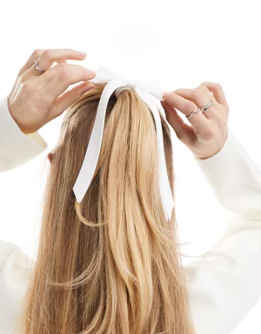ASOS DESIGN hairband with bow detail in white