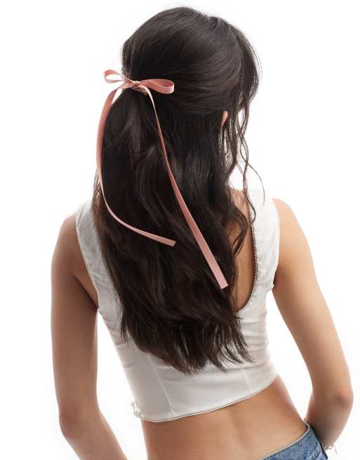 FhyzicsShops DESIGN hairband with skinny bow detail in light pink