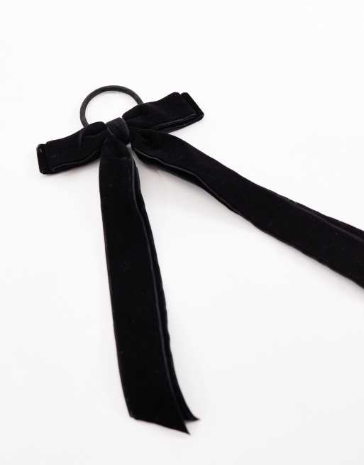 ASOS DESIGN hairband with velvet bow detail in black, 4 of 4