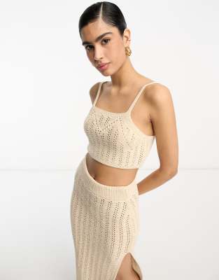 ASOS DESIGN - Häkel-Camisole in Cremeweiß, Kombiteil