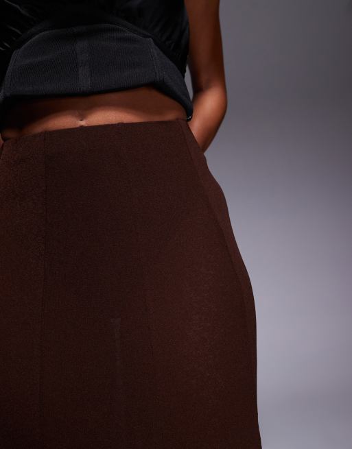 ASOS DESIGN – Halbtransparenter Maxirock in Braun mit Godet-Falten, 5 von 5