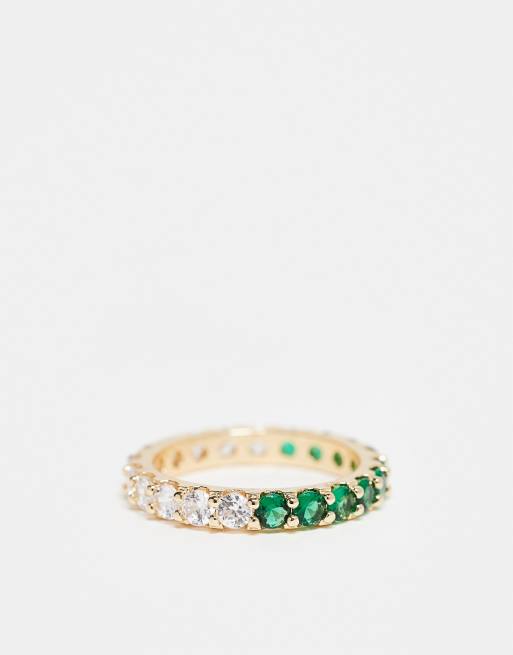 ASOS DESIGN half and half cubic zirconia stone ring in gold tone