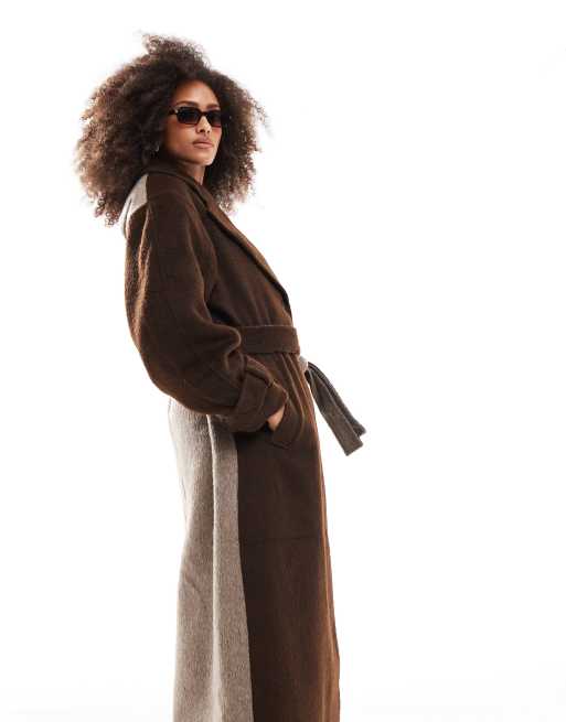 ASOS DESIGN half and half formal coat in mushroom brown