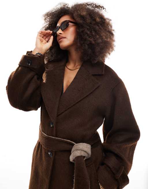ASOS DESIGN half and half formal coat in mushroom brown