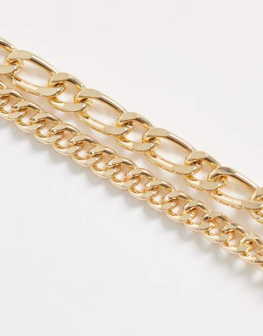 ASOS DESIGN half and half tijgeroog schakelarmband in goud, 3 van 3