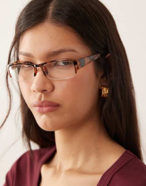 ASOS DESIGN half frame square glasses in tort - view 1