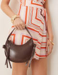 [ASOS DESIGN] ASOS DESIGN half-moon shoulder bag with side bow detail in chocolate-Brown No Size Chocolate