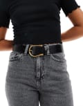 [ASOS DESIGN] ASOS DESIGN half moon waist and hip jeans belt in black S-M BLACK
