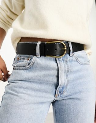 ASOS DESIGN half moon waist and hip jeans belt in black  - ASOS Price Checker