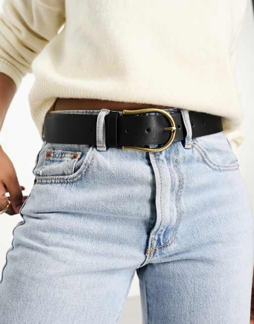  ASOS DESIGN half moon waist and hip jeans belt in black 