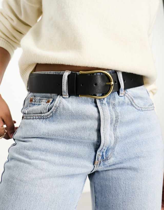 ASOS DESIGN - half moon waist and hip jeans belt in black