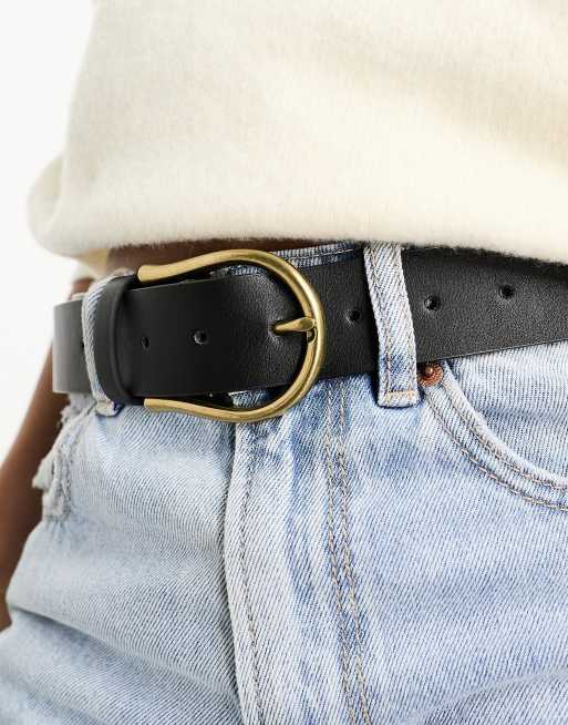 ASOS DESIGN half moon waist and hip jeans belt in black 