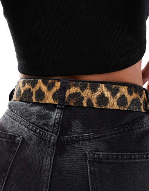 ASOS DESIGN half moon waist and hip jeans belt in leopard ASOS