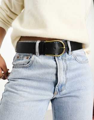 Asos Design Half Moon Waist And Hip Jeans Belt-black