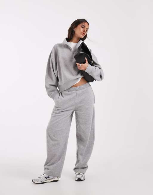ASOS DESIGN half zip boxy funnel neck brushback sweatshirt in gray ...