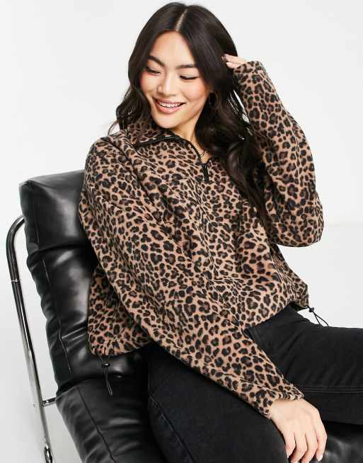 Leopard print hotsell half zip fleece