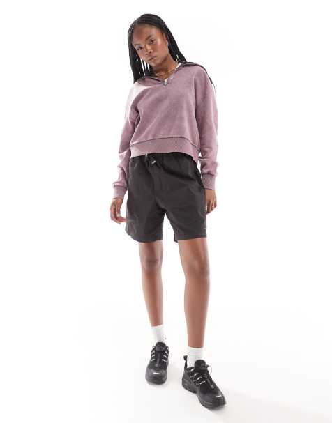 ASOS DESIGN half zip funnel neck sweatshirt in pink acid wash - view 1