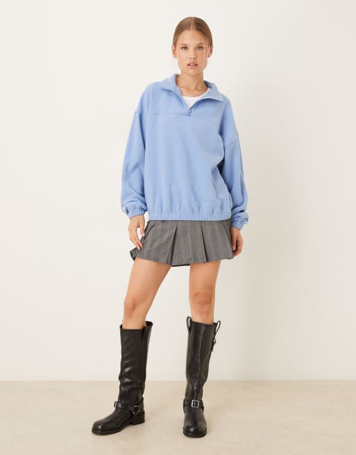 ASOS DESIGN half zip polar fleece dusky blue