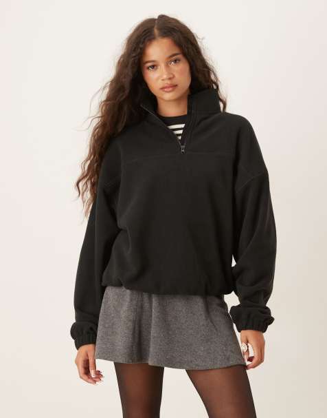 ASOS DESIGN half zip polar fleece in black - view 1