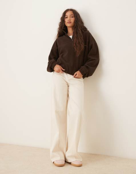ASOS DESIGN half zip polar fleece in chocolate - view 1