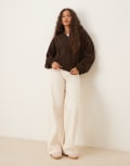 [ASOS DESIGN] ASOS DESIGN half zip polar fleece in chocolate-Brown XS Chocolate