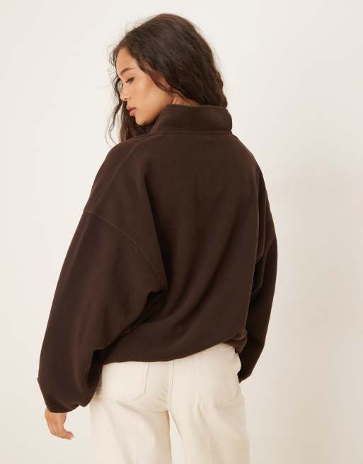 ASOS DESIGN half zip polar fleece in chocolate